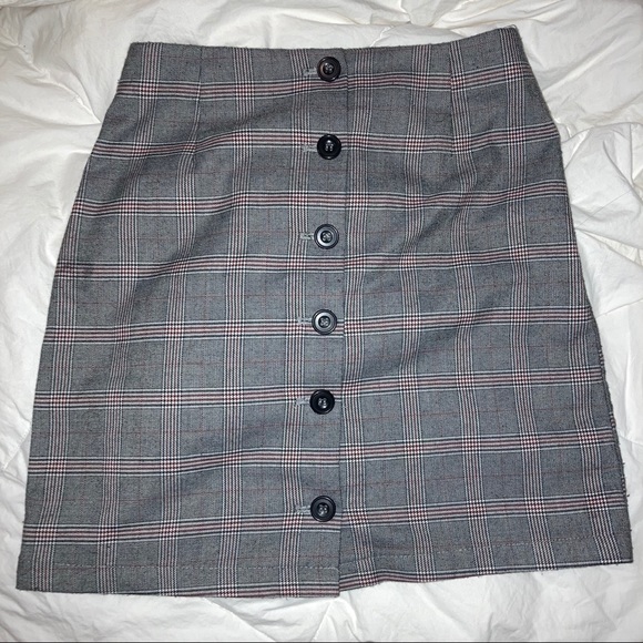 f21 plaid button up mini skirt - Picture 1 of 2